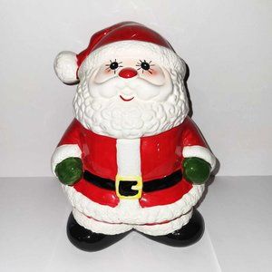 RARE Enesco Santa Cookie Jar 1980s | Glazed Porcelain | Hand-Painted | 10" Tall